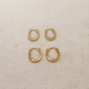 18k Gold Filled Slightly Oval Shape Polished Hoop Earrings
