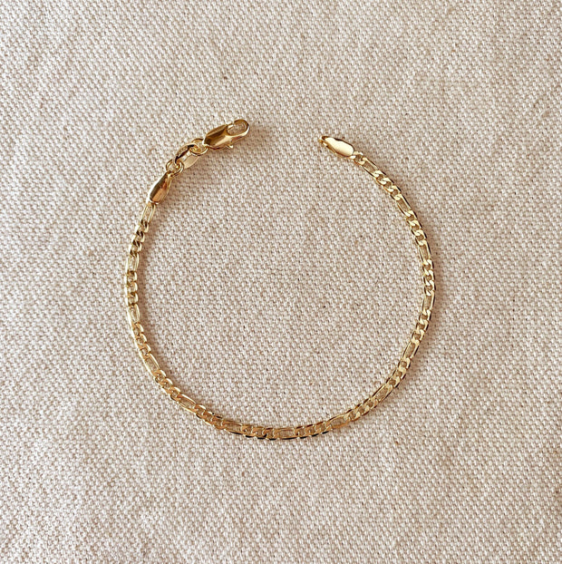 18k Gold Filled Flat Figaro Bracelet