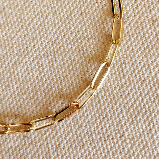 18k Gold Filled Paperclip Bracelet