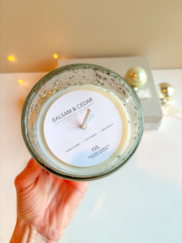 Balsam & Cedar Gold Flecked Candle - 80 Hours Burn