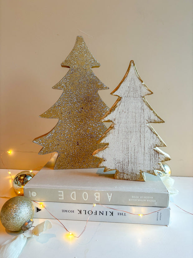 Distressed Gold Wood Tree