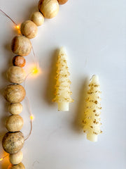 Mini Eggnog Tree Taper Candles with Gold Tip - Set of 2