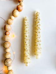 Eggnog Tree Taper Candles with Gold - Set of 2
