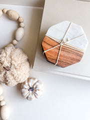 Marble + Acacia Wood Coaster