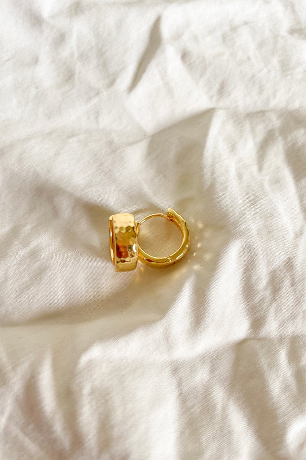 Gold Hammered Hoops - Hypoallergenic