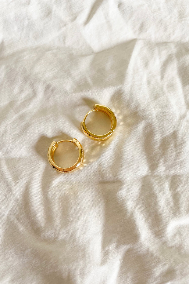 Gold Hammered Hoops - Hypoallergenic