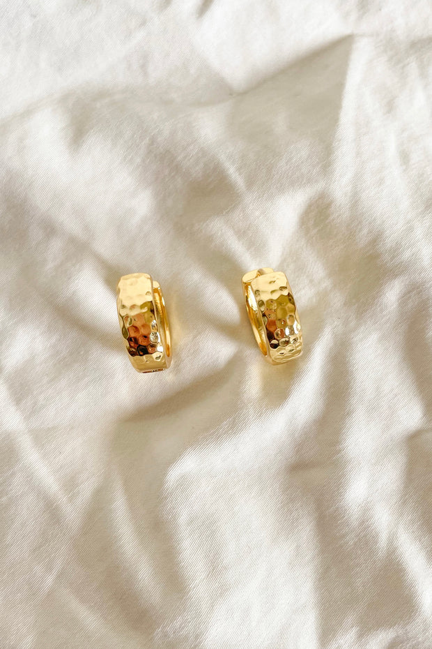 Gold Hammered Hoops - Hypoallergenic