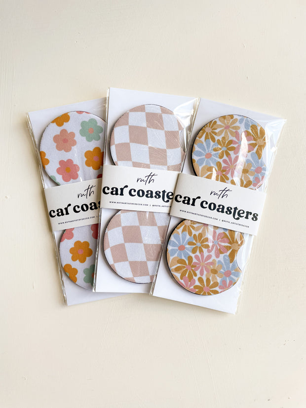 On-the-Go Car Coaster - Spring Daisies