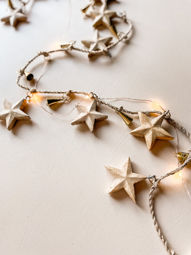 Wood Star + Bell Garland