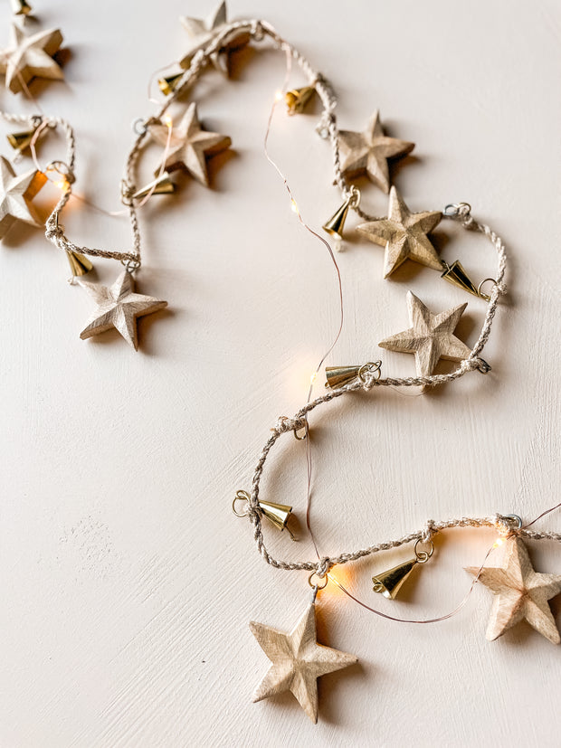 Wood Star + Bell Garland