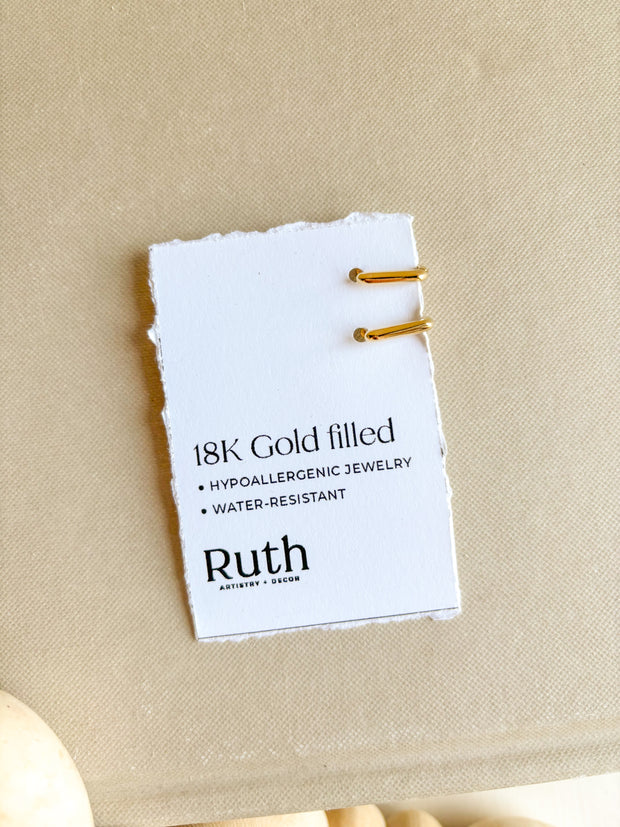 18k Gold Filled Oblong  Hoop Earrings