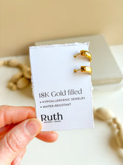 Gold Hammered Hoops - Hypoallergenic