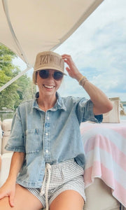 Off-Duty Short Sleeve Denim Button-Up