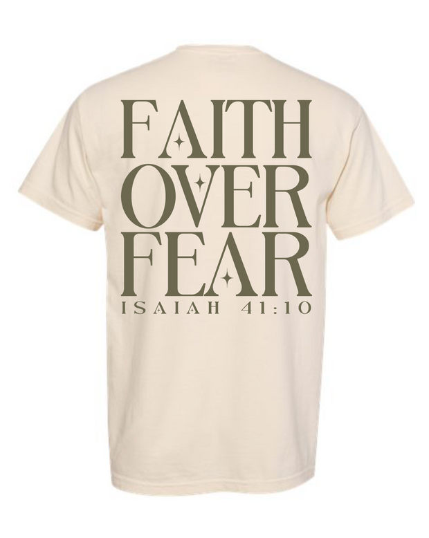 Faith Over Fear Graphic Tee - Ivory/Green