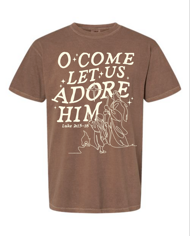 Let Us Adore Him Graphic Tee - Espresso