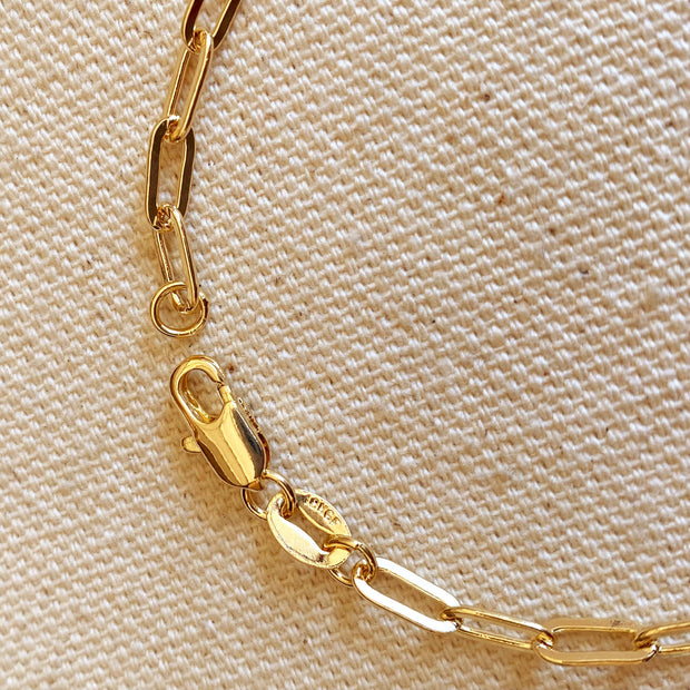 18k Gold Filled Paperclip Bracelet