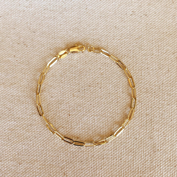 18k Gold Filled Paperclip Bracelet