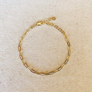18k Gold Filled Paperclip Bracelet