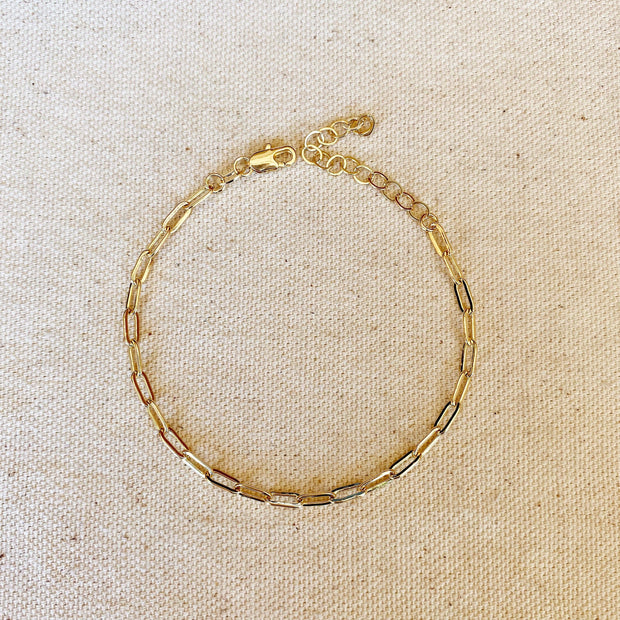 18k Gold Filled Paperclip Bracelet