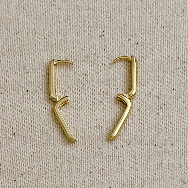 18k Gold Filled Oblong  Hoop Earrings