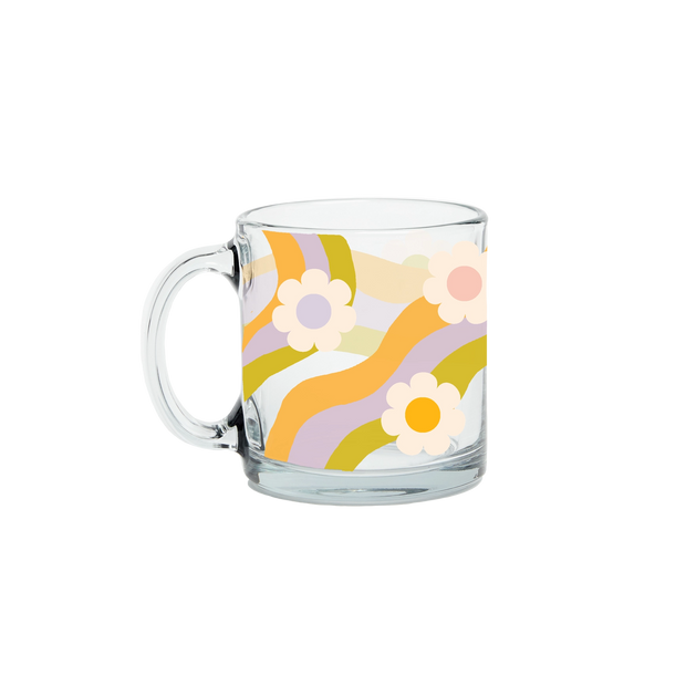 Wavy Daisy Glass Mug