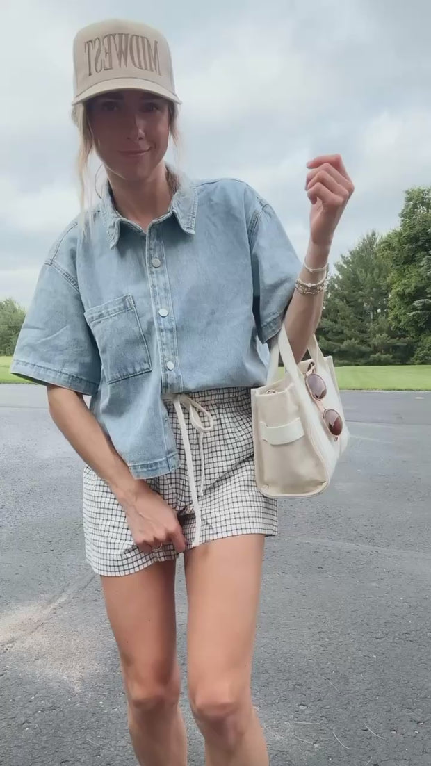 Off-Duty Short Sleeve Denim Button-Up