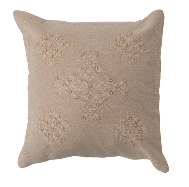 French Embroidered Cotton Pillow