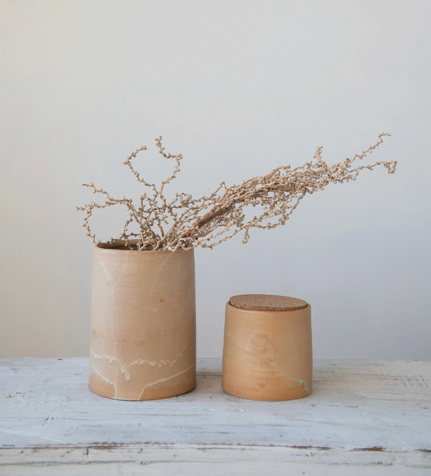 Earthenware Canister with Lid - Small